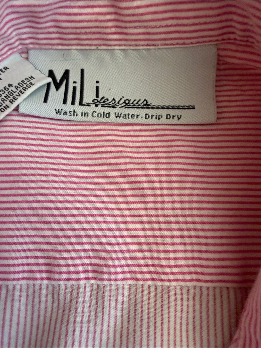 Women’s Pink Striped Button-Down Shirt With Garden Embroidery View 2